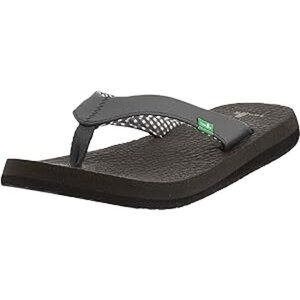 Sanuk Sandals Yoga Mat Charcoal‎ Grey Faux Leather Casual Beachy Flip Flop 10